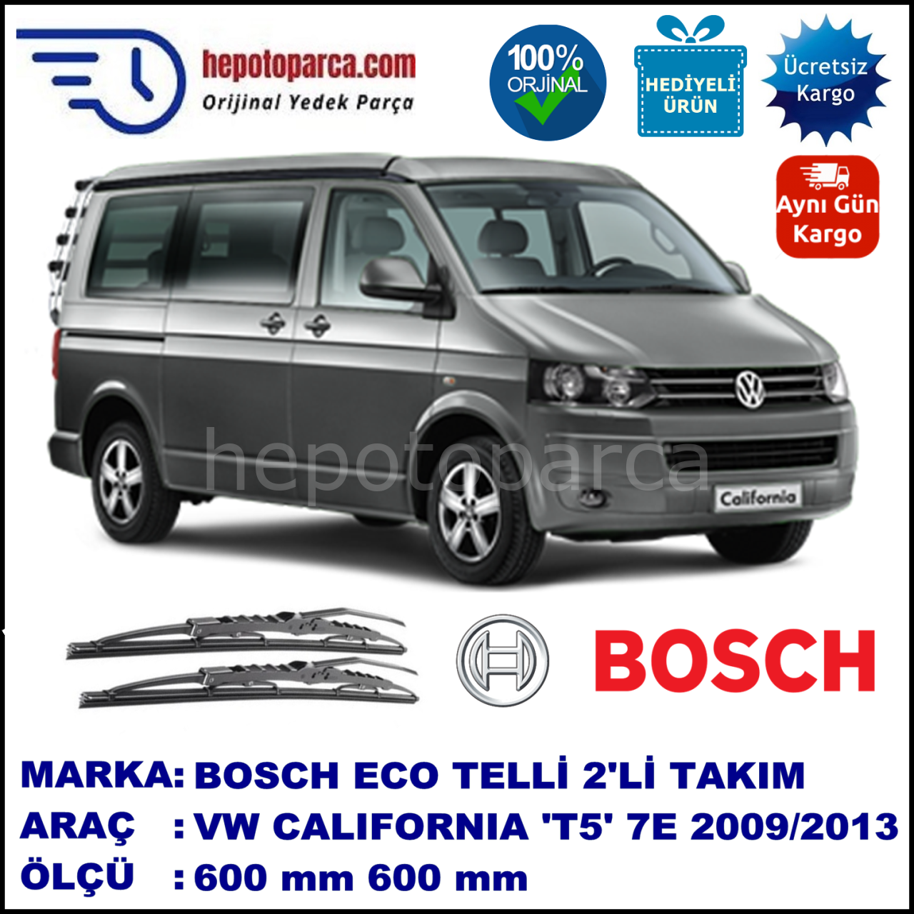 VW California T5 [7E] 09.09-05.13 600 /  mm. BOSCH ECO Telli Silecek 1 Adet