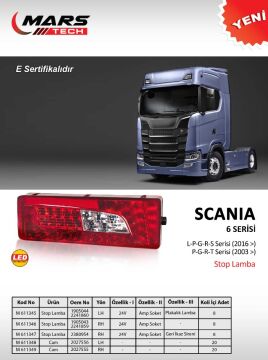 611345  S. L-G-P-R-S Stop Lamba(16>) AMP Soket Sol SCANİA YENİ MODEL STOP 1905044 2241860