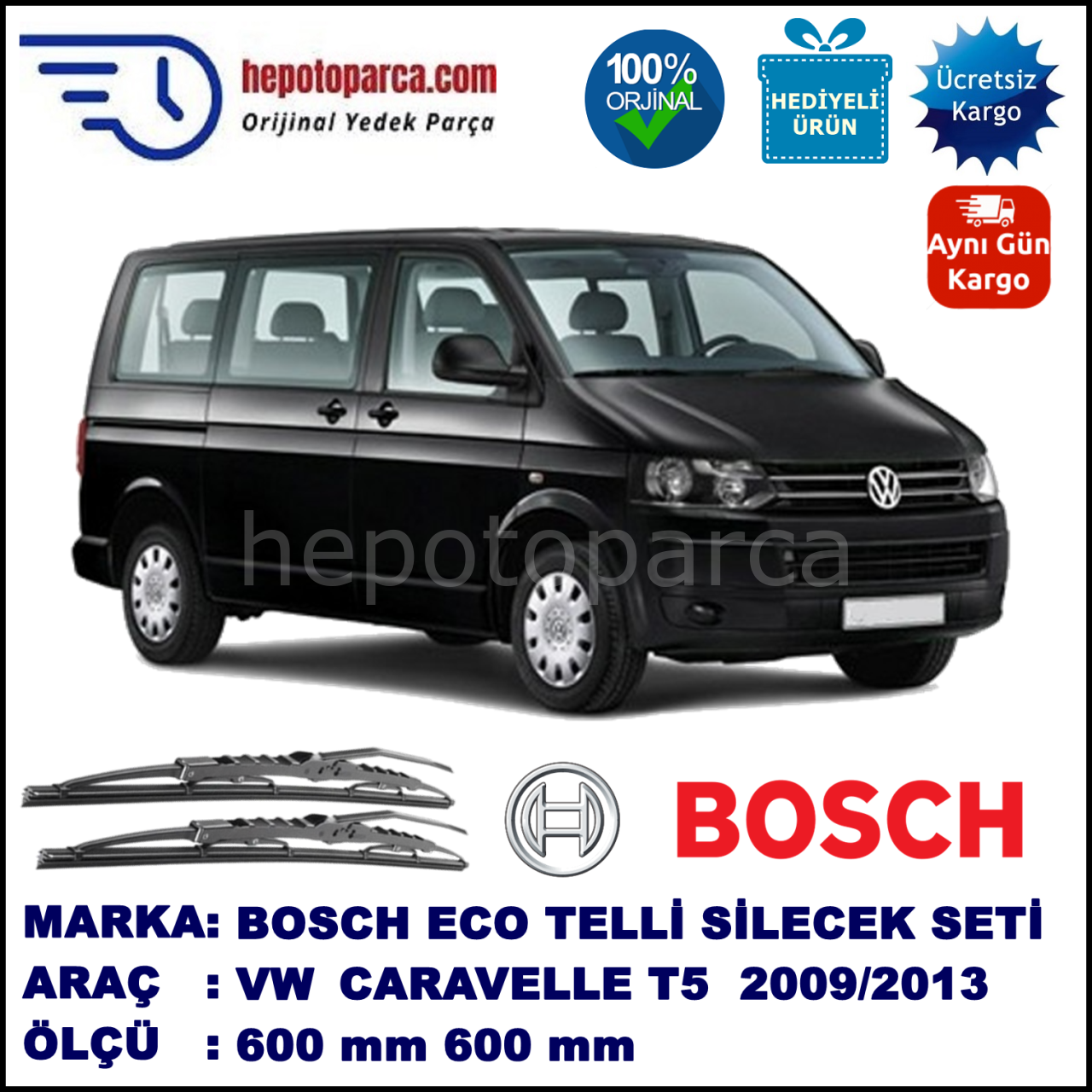 VW Caravelle T5 [7E] 09.09-05.13 600 /  mm. BOSCH ECO Telli Silecek 1 Adet