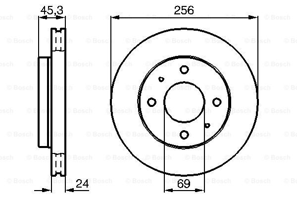 Fren Diski, Ön, [256,0 /24,0-22,4 mm]MITSUBISHI Galant 1.8i 16V ( 11.1992 - 05.1996 ); Galant 2.0i 16V ( 11.1992 - 05.1996 ); Galant 2.0i V6-24 Hatchback ( 11.1992 - 05.1996 ); Galant 2.0i 16V 4WD ( 11.1992 - 05.1996 ); Galant 2.0 Diesel Turbo ( 11 M