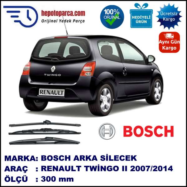RENAULT Twingo II [CN; CN/GN] 300 mm 04.2007-... BOSCH Arka Silecek