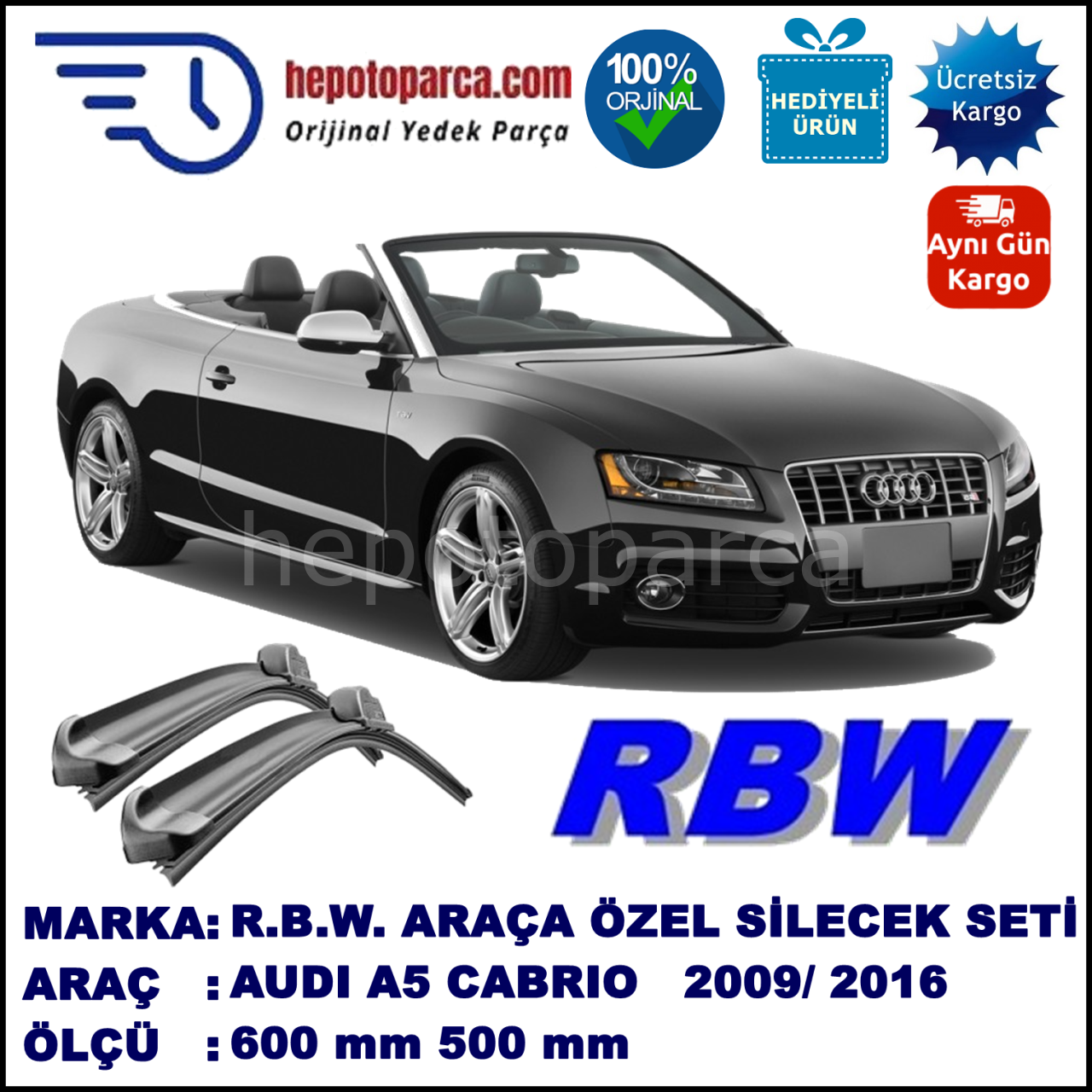 AUDI A5 CABRIO/SPORTBACK MUZ SİLECEK TAKIMI RBW ARACA ÖZEL (2009→)