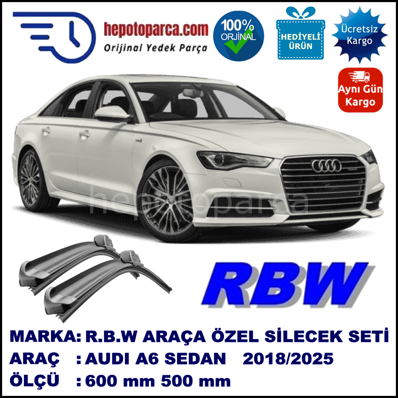 AUDI A6 AVANT/SEDAN MUZ SİLECEK TAKIMI RBW ARACA ÖZEL (2018→)