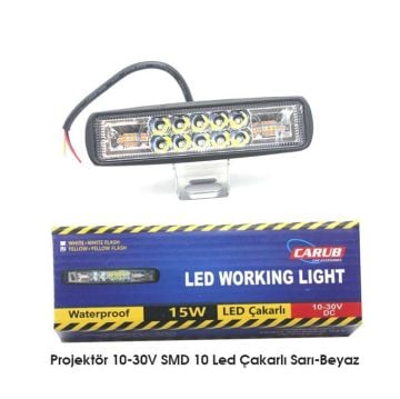 3056353 CARUB PROJEKTÖR 10-30 V SMD 6 LED ÇAKARLI  SARI BEYAZ